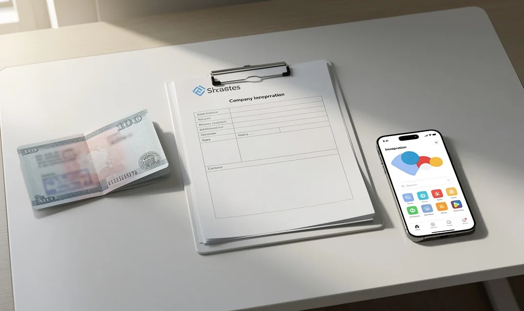 Smartphone montrant une application bancaire avec un IBAN maltais commençant par MT, posé sur un dossier de documents KYC